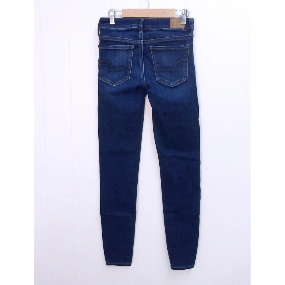 American Eagle Dark Wash Next Level Stretch Denim Jeggings Sz 2L/26